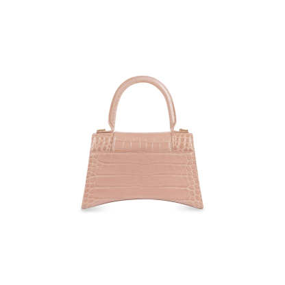 WOMEN'S HOURGLASS SMALL HANDBAG CROCODILE EMBOSSED IN NUDE